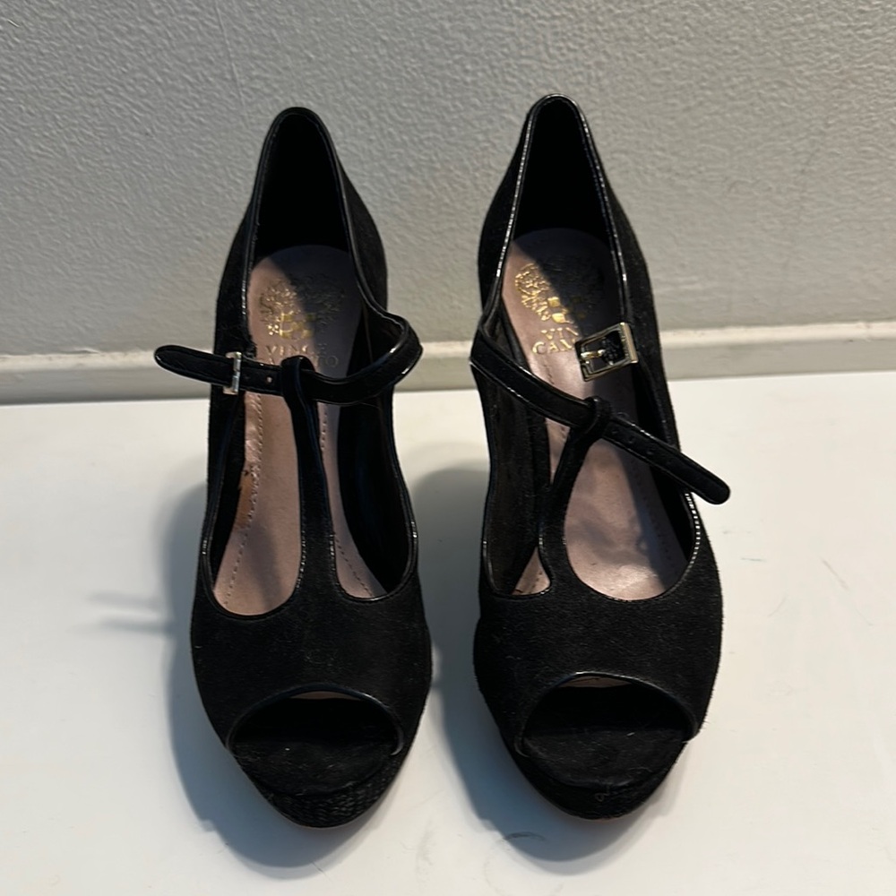 Black Peep-Toe Heels